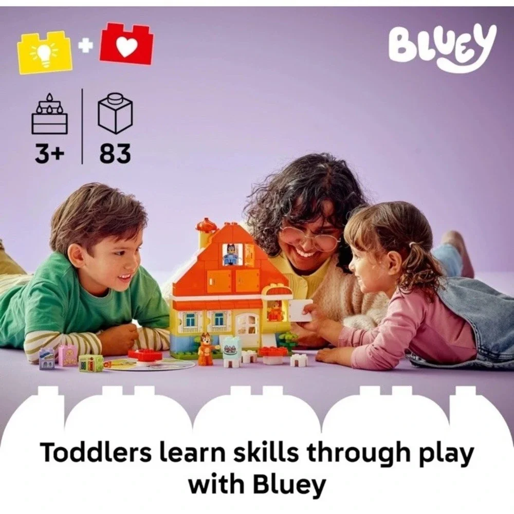 LEGO DUPLO Bluey: Bluey's Family House‎ 10459 with Memory Game Building Toy Set
